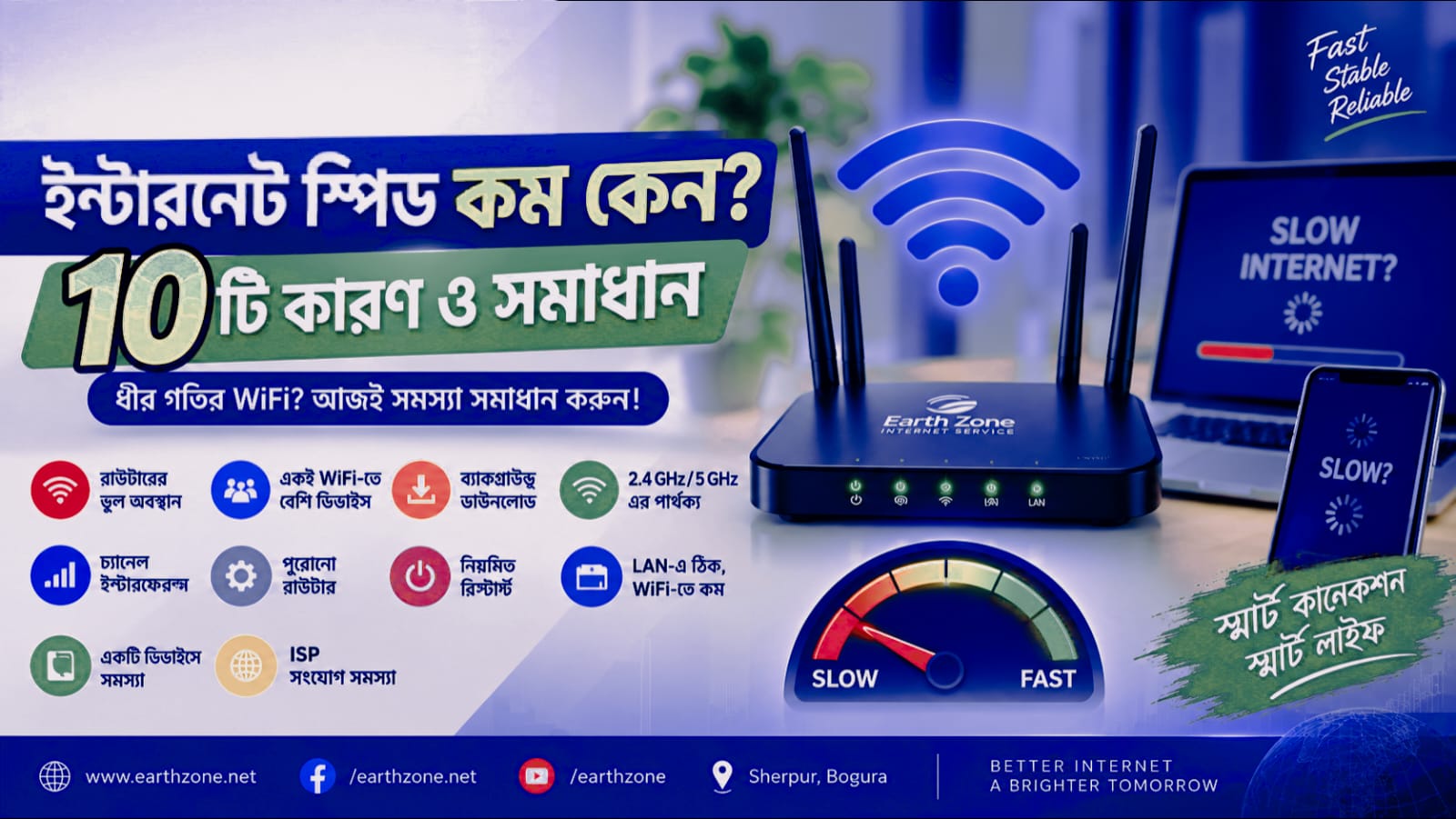 ইন্টারনেট স্পিড কম কেন? WiFi Slow হওয়ার ১০টি কারণ ও সমাধান