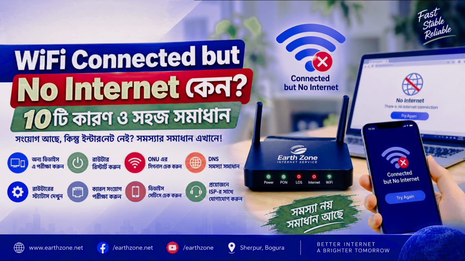 WiFi Connected but No Internet কেন? ১০টি কারণ ও সহজ সমাধান